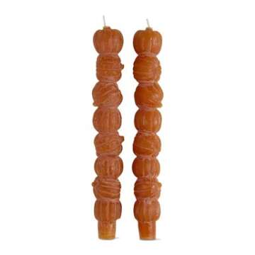 TAG Rustic Pumpkin Stack Taper Candles Set of 2