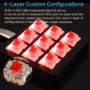 Koolertron Mechanical Numpad Macro Keyboard, 9-Key Numeric Keypad LED Backlit Gaming Keyboard, Fully Programmable Number Pad Keyboard, Computer High Ground Mechanical Macro Number Keypad