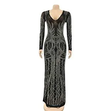 Birthday Dresses for Women Sexy Elegant Leather Rhinestone Hollow Long Sleeve Short Dress Date Club Night Diner Out Party Bling Sequin Gowns and Evening Bodycon(5002-Beige-S)