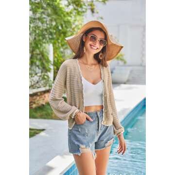 GRACE KARIN Short Cardigan Elegant V Neck Cropped Sweater