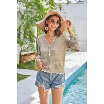 GRACE KARIN Short Cardigan Elegant V Neck Cropped Sweater