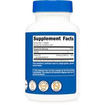 Nutricost Vitamin D3 5,000 IU Softgels for Wellness