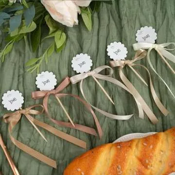 DINDOSAL Champagne Gold Ribbon 3/8" Double Face Satin Ribbon 6 Rolls Assortment Thin Champagne Ribbon for Crafts Silk Ribbon for Wedding Baby Shower Decoration Gift Wrapping Invitation - 60Yards