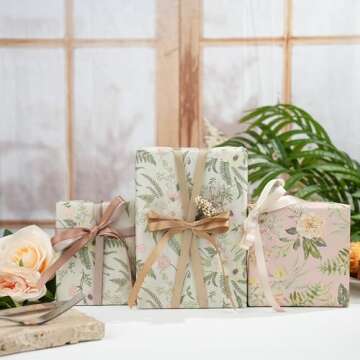 DINDOSAL Champagne Gold Ribbon 3/8" Double Face Satin Ribbon 6 Rolls Assortment Thin Champagne Ribbon for Crafts Silk Ribbon for Wedding Baby Shower Decoration Gift Wrapping Invitation - 60Yards