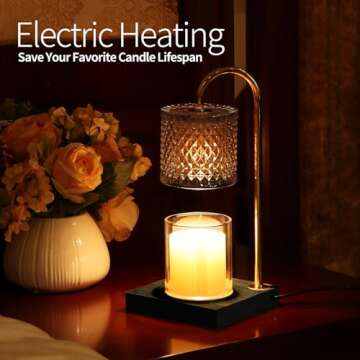 Candle Warmer Lamp, Candle Lamp Wax Warmer Heating Lamp, Timer & Dimmer 7-Levels, Fits Cup Jar Candles, Candle Top Melting, Crystal Candle Heater Lamp for Scented Wax, Elegant Home Decor, Black Glass