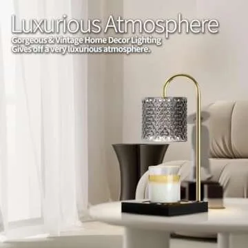 Candle Warmer Lamp, Candle Lamp Wax Warmer Heating Lamp, Timer & Dimmer 7-Levels, Fits Cup Jar Candles, Candle Top Melting, Crystal Candle Heater Lamp for Scented Wax, Elegant Home Decor, Black Glass