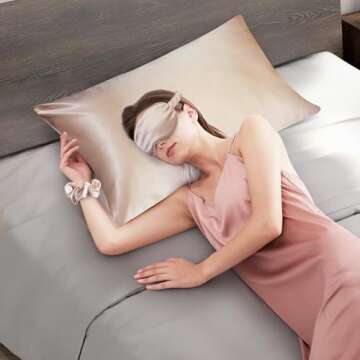 ANNIKA SILK 100% Mulberry Silk Pillow Case for Hair and Skin - 22 Momme 6A Queen Size (20" x 30") Silk Pillow and Sleep Mask Set with Small and Big Hair Tie (Taupe)