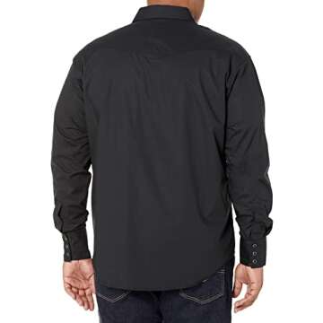 Wrangler Mens Sport Western Basic Two Pocket Long Sleeve Snap Shirt, Black, X-Large