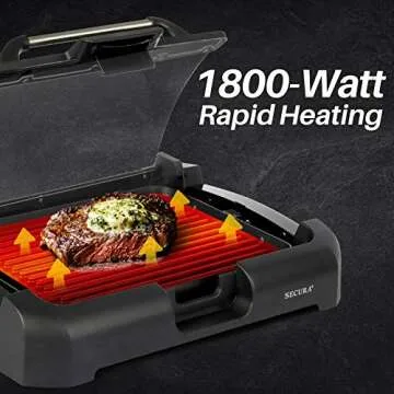 Secura Smokeless Indoor Grill with Reversible Grill Plates