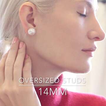 Elegant Large Pearl Earrings for Women - Hypoallergenic Statement Jewelry