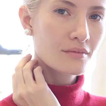 Large Faux Pearl Stud Earrings for Women, Oversized Style