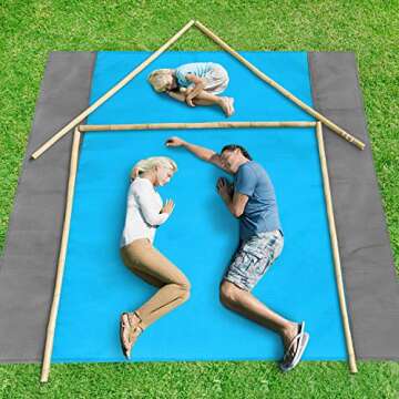 ISOPHO Beach Blanket, 79''×83'' Picnic Blankets Waterproof Sandproof for 4-7 Adults, Oversized Lightweight Beach Mat, Portable Picnic Mat, Sand Proof Mat for Travel, Camping, Hiking, Packable w/Bag