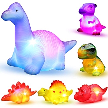 6 Packs Light-Up Floating Dinosaur Bath Toys Set for Kids