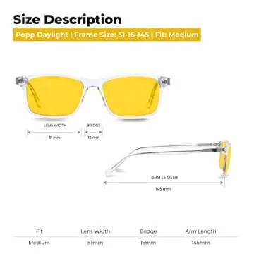 Ra Optics Popp Frame with Daylight Lenses - Premium, Science-Based Blue Light Glasses for Screens - ...