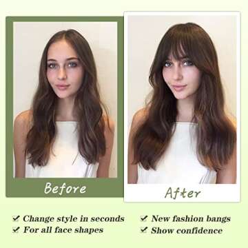 WECAN Clip in Bangs 100% Human Hair Extensions Blonde bangs hair clip Fringe with Temples Wigs for Women Everyday Wear Curved Bangs (M Blonde)