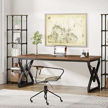 Tribesigns 63-inch Executive Desk, Large Home Office Computer Desk with Extra Thick Wooden Tabletop ...