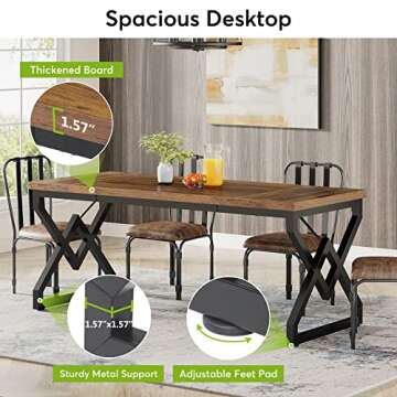 Tribesigns 63-inch Executive Desk, Large Home Office Computer Desk with Extra Thick Wooden Tabletop and Metal Frame, Modern Simple Workstation Writing Table Study Desk for Home Office, Vintage Brown