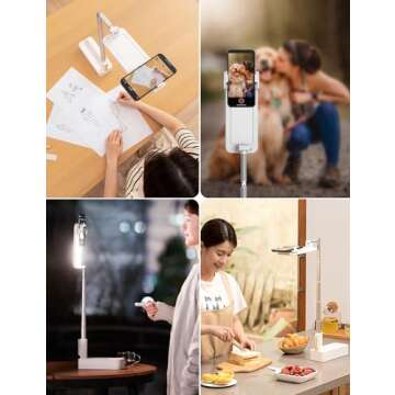 Woumlaiy Overhead Phone Stand for Recording,Overhead Phone Mount, Foldable/Extendable/Rechargeable P...