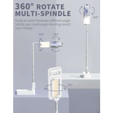 Woumlaiy Overhead Phone Stand for Recording,Overhead Phone Mount, Foldable/Extendable/Rechargeable Phone Stand with Light&Wireless Remote, for Photo/Vlog Kit/Tiktok/Unboxing Video,Cooking.v10