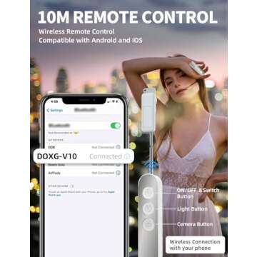 Woumlaiy Overhead Phone Stand for Recording,Overhead Phone Mount, Foldable/Extendable/Rechargeable Phone Stand with Light&Wireless Remote, for Photo/Vlog Kit/Tiktok/Unboxing Video,Cooking.v10