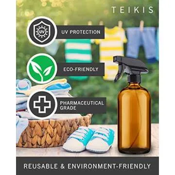 2 Pack Amber Glass Spray Bottles - 16 oz Mist & Stream Sprayer - Heavy Duty Brown Boston Round Bottle - Refillable Empty Containers for Essential Oils, Aromatherapy, Hair, Kitchen & Cleaning Solutions