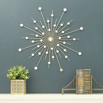 Stratton Home Decor Sparkle Mirror Burst Wall Decor W X 0.50 D X 24.00 H, Gold