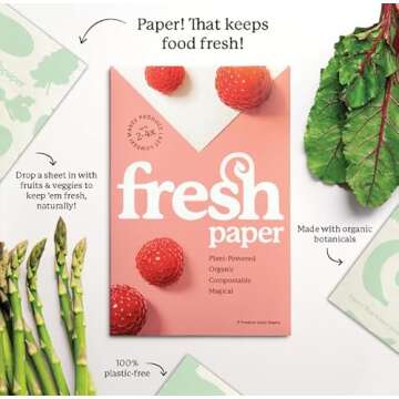 THE FRESHGLOW CO FRESHPAPER Keeps Fruits & Vegetables Fresh for 2-4x Longer, 16 Reusable Food Saver Sheets for Produce (2 Packs), Made in the USA