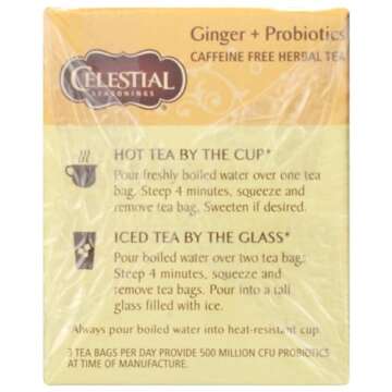 Celestial Seasonings Ginger & Probiotics Herbal Tea, 16 CT