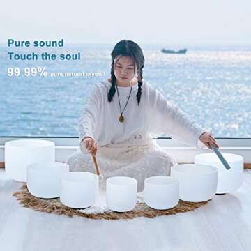 440HZ 6''-12'' Set of 7 PCS Crystal Singing Bowl with 2 Pcs Carrier Bags
