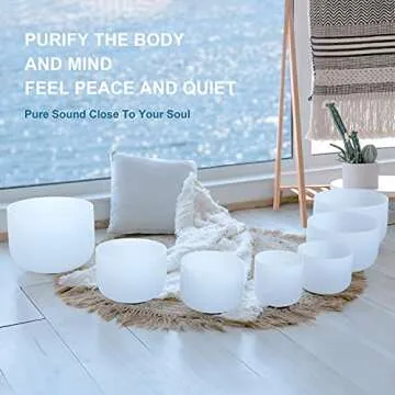 440HZ 6''-12'' Set of 7 PCS Crystal Singing Bowl with 2 Pcs Carrier Bags