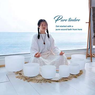 440HZ 6''-12'' Set of 7 PCS Crystal Singing Bowl with 2 Pcs Carrier Bags