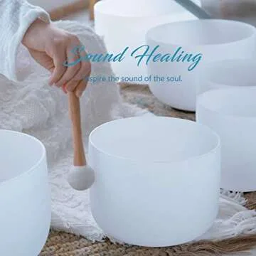 440HZ 6''-12'' Set of 7 PCS Crystal Singing Bowl with 2 Pcs Carrier Bags
