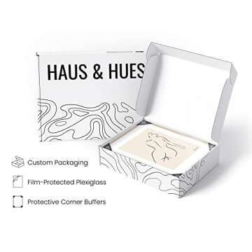 HAUS AND HUES Picasso Line Drawing Poster - Pablo Picasso Abstract Woman Wall Art, Woman Silhouette Minimalist Line Art. Female Figure Wall Print (Beige Frame, 12x16)