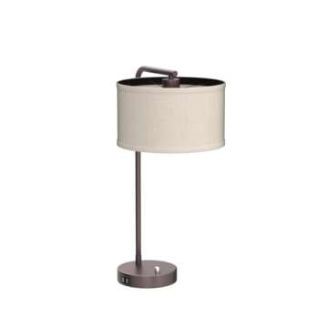 Side Table Lamp with Dual USB Ports, Dimmable Bedside Lamp Modern Nightstand Lamp Desk Reading Lamp with Linen Lampshade for Bedroom, Living Room, Study Room, Office, 9W 3000K LED Bulb Included