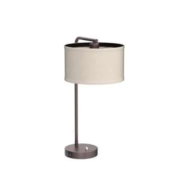 Side Table Lamp with Dual USB Ports, Dimmable Bedside Lamp Modern Nightstand Lamp Desk Reading Lamp with Linen Lampshade for Bedroom, Living Room, Study Room, Office, 9W 3000K LED Bulb Included
