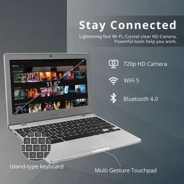 SAMSUNG Galaxy Chromebook 4 11.6” 64GB Laptop Computer w/ 4GB RAM, Gigabit WiFi, HD Intel Celeron Processor, Compact Design, Military Grade Durability, US Version, Silver