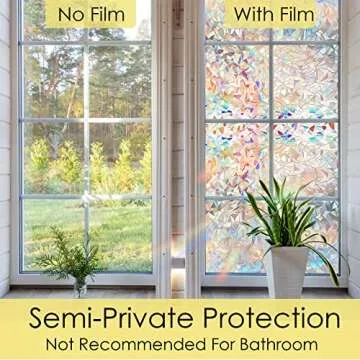 STATINT Stained Glass Window Privacy Film,UV Blocking Window Clings,Rainbow Static Cling Non-Adhesive Window Vinyl Stickers for Home Door,17.3 Inch X 6.5 Feet
