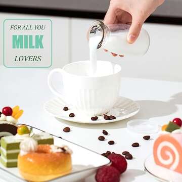 Zubebe 12 Pack 3.38 oz Small Glass Milk Bottles Clear Mini Bottles with Lids Glass Juice Jar Reusable Small Milk Jar Vintage Breakfast Shake Container for Drinking Water Juice Honey