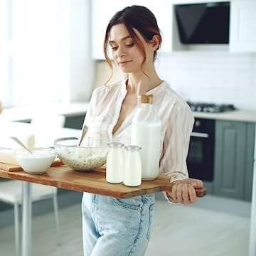 Zubebe 12 Pack 3.38 oz Small Glass Milk Bottles Clear Mini Bottles with Lids Glass Juice Jar Reusable Small Milk Jar Vintage Breakfast Shake Container for Drinking Water Juice Honey