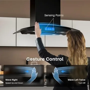 FIREGAS 30 Inch Black Island Range Hood with Touch Control