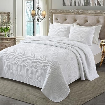 Safonory White Lightweight Microfiber Quilt Set Twin Size