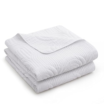 Safonory White Lightweight Microfiber Quilt Set Twin Size
