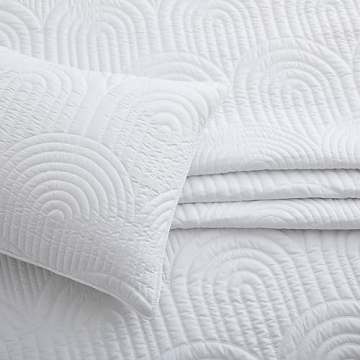 Safonory White Lightweight Microfiber Quilt Set Twin Size