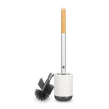 Full Circle Scrub Queen, Bathroom Toilet Brush with Ceramic Holder and Diatomaceous Earth Disk for M...