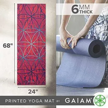 Gaiam Yoga Mat Premium Print Extra Thick Non Slip Exercise & Fitness Mat for All Types of Yoga, Pilates & Floor Workouts, Radiance, 6mm