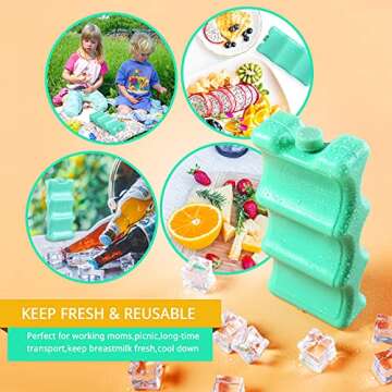 Reusable Ice Packs Breastmilk Freezer Packs Storage,Reusable Curved Bottle Ice Pack for Cool Cooler Bag,Baby Bottles, Breakfast, Lunch, Breast Milk （2 Pcs）,Can Hold 6-12 Cans