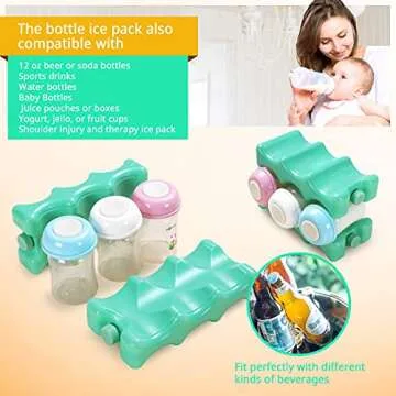 Reusable Ice Packs Breastmilk Freezer Packs Storage,Reusable Curved Bottle Ice Pack for Cool Cooler Bag,Baby Bottles, Breakfast, Lunch, Breast Milk （2 Pcs）,Can Hold 6-12 Cans