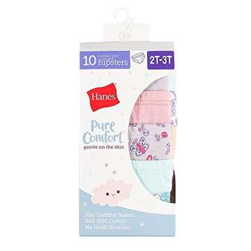 Hanes Baby Girls Toddler 10-Pack Pure Comfort Underwear, Assorted Colors