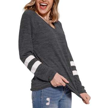 MixShe Womens Tops Fall Fashion 2024 Sweatshirt for Women Sweaters V Neck Long Sleeve Shirts Trendy ...