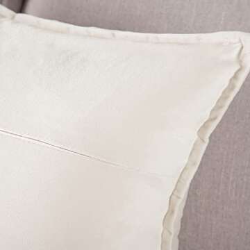 MADIZZ Set of 2 Super Soft Velvet Decorative Throw Pillow Covers 12x20 inch White Rectangular with F...